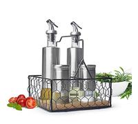 Sendez, Set con cestino, sale e pepe in acciaio inox e vetro, 5 pezzi