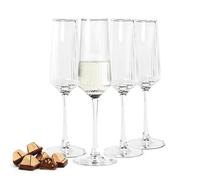Sendez Set di 4 bicchieri da spumante da 250 ml scanalati in vetro, eleganti lavabili in lavastoviglie, bicchieri da champagne trasparenti