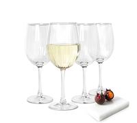 Sendez Set di 4 bicchieri da vino da 460 ml, eleganti bicchieri scanalati, vetro di alta qualità, lavabili in lavastoviglie, perfetti per vino rosso, vino bianco e occasioni eleganti
