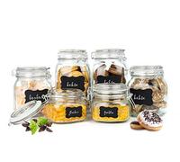 Sendez Set di 6 barattoli per conserve, 2 x 1,5 l, 2 x 750 ml, 2 x 500 ml, con chiusura a leva, vasetti per conserve