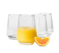 Sendez Set di 6 bicchieri da 400 ml, in vetro scanalato, per succhi di frutta, da cocktail, da cocktail, da cucina, lavabile in lavastoviglie, durevoli