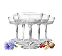 Sendez Set di 6 bicchieri Margarita con rilievo, 230 ml, in vetro di alta qualità, trasparenti, lavabili in lavastoviglie, eleganti bicchieri per cocktail e occasioni speciali