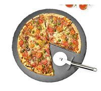 Sendez - Set di piatti per pizza, diametro 36 cm, in ardesia con tagliapizza, tagliere per pizza