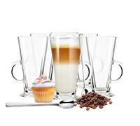 Sendez, 6 bicchieri da latte macchiato e 6 cucchiai in acciaio inox, biccheri da caffè, bicchieri da tè
