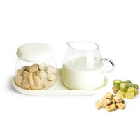 Sendez Set Latte & Zucchero In Vetro E Porcellana, 4 Pezzi, Trasparente
