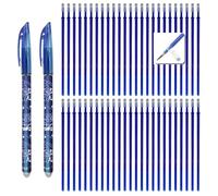 SENDUP Set 52pz: 2 Penne Cancellabili Blu + 50 Ricariche Blu, Punta 0,5mm Bullet, +20% Inchiostro (2cm in più delle standard), Scuola, Stoffa, Pelle, Regalo, Eco-Packaging Biodegradabile