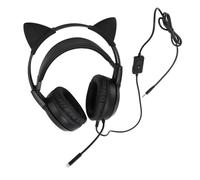 SENECESLI Cuffie da Gioco Cute Cat Ears Cuffie Stereo con Riduzione del Rumore Sopra L'orecchio con Microfono per Ragazze, Telefono PC, Spina da 3,5 Mm (BLACK)