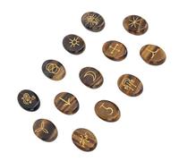 SENECESLI Rune di Pietra, Iscrizioni Dorate Set di Rune Pietra (Eye Tigre Giallo)