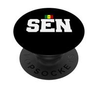 Senegal Country Code with Flag Trendy College Font PopSockets PopGrip Adesivo
