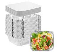 SENENQU 100 Pezzi Vaschette Alluminio con Coperchio 600 ml, Contenitori Alluminio con Coperchio per Forno, Freezer, Take Away, Catering, Buffet e Meal Prep