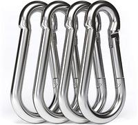 SENENQU 4 Pezzi - M10 Moschettone Acciaio Inox 10x100 mm, Gancio Grande Moschettoni Portata 600 kg/1200 lb, per Campeggio Altalene - 100mm x Ø10 mm
