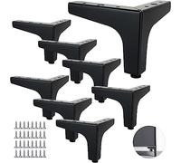 SENENQU Piedini per Mobili Metallo Neri 10 cm Set 8 | Piedini per letto, tavolo, divano e cassettiera con pad antiscivolo per scrivania, mobile TV e armadio, fino a 800 kg