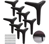 SENENQU Piedini per Mobili Metallo Neri 17 cm Set 8 | Piedini per letto, tavolo, divano e cassettiera con pad antiscivolo per scrivania, mobile TV e armadio, fino a 800 kg