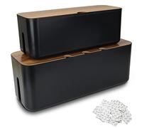 SENENQU Set da 2 Scatola Porta Cavi Nera, Grande Organizer per Scatola Nascondi Cavi, Protezioni Scatola Per Cavi di gestione dei cavi Organizza il cablaggio del computer, i cavi sciolti