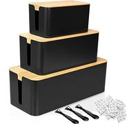 SENENQU Set da 3 Scatola Porta Cavi Nera, Grande Organizer per Scatola Nascondi Cavi, Protezioni Scatola Per Cavi di gestione dei cavi Organizza il cablaggio del computer, i cavi sciolti