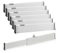 SENENQU Set di 6 separatori regolabili, 34-54 cm, in plastica, divisori alti 6 cm, organizer per cassetti cucina, bagno, camera da letto