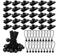 SENENQU Set di 60 morsetti di fissaggio per teloni con tenditore elastico nero, morsetto per teloni di tenda per il fissaggio di teloni di tenda per roulotte coperture per piscine