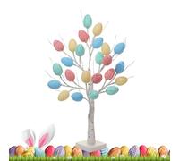 Senermter Albero Pasquale Illuminato LED 60 cm, Decorazione a Batteria e USB con Uova per Centrotavola, Camera dei Bambini e Feste Primaverili