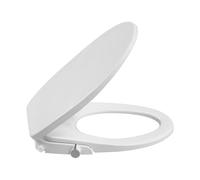 Senfot Sedile WC per bidet, rotondo, non elettrico, autopulente, doppio ugello, coperchio con chiusura rallentata, spruzzatore, temperatura dell'acqua, attacco per bidet bianco, facile installazione