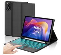 SENGBIRCH Cover Tastiera per Xiaomi Redmi Pad 2 11" 2025 Touchpad - AZERTY Francese Retroilluminazione 7 Colori Touchpad Tastiera, Staccabile Wireless Bluetooth per Xiaomi Redmi Pad 2, Nero