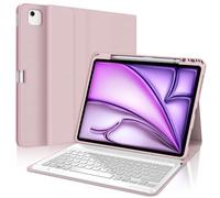 SENGBIRCH Custodia per tastiera per iPad Pro 12.9 6a/5a/4a/3a generazione, layout del Regno Unito, tastiera staccabile, custodia per iPad Air 13 pollici 2025 M3/2024 M2, rosa