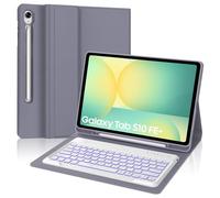 SENGBIRCH Custodia per tastiera per Samsung Galaxy S10 FE+ AI-Tablet 13.1'' - QWERTZ Tedesco illuminazione rimovibile Bluetooth Tastiera Wireless Custodia con slot per penna S-Pen, Lavanda