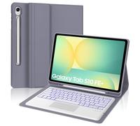 SENGBIRCH Custodia per tastiera per Samsung Galaxy S10 FE+ AI-Tablet 13.1'' - QWERTZ tedesco illuminazione rimovibile Bluetooth wireless touchpad tastiera, custodia con slot per penna S-Pen, lavanda