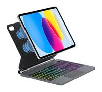 SENGBIRCH Custodia tastiera per iPad 10 ° Gen 10.9 pollici 2022 con touchpad - AZERTY Tastiera retroilluminata 7 colori, Magic Keyboard con Trackpad, Nero