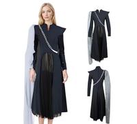 SENGDUJH Costume da Madre Drago per cosplay, Daenerys, costume da regina dei draghi per cosplay, Melisandre Amica, con corda, per Halloween, Comic-Con, Carnevale (abito nero + scialle bianco, 2XS)