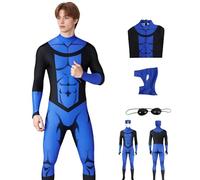 SENGDUJH Mark Grayson Costume per cosplay, tuta intera da uomo omni e figlio Mark, tuta intera, per Halloween, Comic-Con (blu + nero, S)