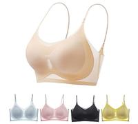 SENGHUI Rosiaa WindyBra-Summer Seamless Ultra-Thin Plus Size Ice Silk Comfort Bra,Breathable Cooling Bra (M,Beige)