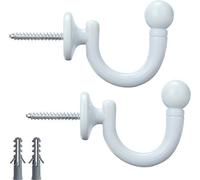 SENGLIDA Set di 2 fermatende per tende, a forma di testa rotonda, con nappe, per finestre, tende, vestiti, cappotti, cappotti, asciugamani, colore bianco