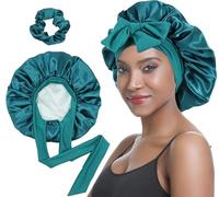 SENGTERM Cuffia per capelli da donna in raso, double face, in seta, con fascia elastica per capelli ricci, verde, M/L