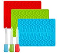 Senhai, stampi in silicone per caramelle a dorma di serpenti, con 3 contagocce, confezione da 3 vassoi, ideale per gelatina, cioccolato, sapone e cera, adatti a forno, frigo, microonde, freezer