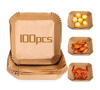 SenhE Air Fryer Liners,100PCS Disposable Baking Paper,Oil-Proof, Water-Proof, Food Grade Parchment for Baking Roasting Microwave (Square, 8 in/20cm)