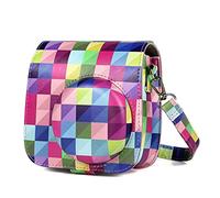 SENHE Borsa per fotocamera Accessori Tracolla Borsa Protettiva Custodia Protettiva Borsa Adatta per Fujifilm Mini 9 Mini 8 Instant Film, Plaid colorato.