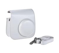 SENHE Custodia protettiva vintage in PU per fotocamera con cinghia per fotocamera adatta per Fujifilm Instax Mini 90, adatta per pellicola istantanea, Bianco fumé