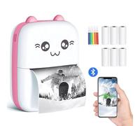 SenhE Mini Inkless Sticker Printer, Portable Bluetooth Mini Printer with 6 Rolls Paper, Pocket Thermal Printer for Notes Sticker Label Photo DIY, Best Gift for Kids,Blue