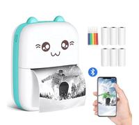 SenhE Mini Inkless Sticker Printer, Portable Bluetooth Mini Printer with 6 Rolls Paper, Pocket Thermal Printer for Notes Sticker Label Photo DIY, Best Gift for Kids,Blue