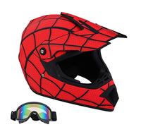 Senhill Casco da motocross Casco da moto DOT Fullface Casco Stile Spiderman Fuori strada Casco da Dirt Bike con occhiali per ragazzi unisex (S)