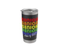 Senior 2027 in Stacked Rainbow Text per i laureati '27 Bicchiere termico in acciaio inox doppia parete