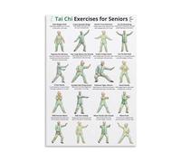 Senior Balance Exercises Tai Chi Poster Easy Step by Step Guide for Elders Gentle Movement Wall-Art Home Office Decor(Framed,16X24inch(40X60cm))