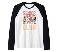 Senior Cat Naps Club Sleeping Kitty con Design Maglia con Maniche Raglan