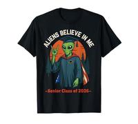 Senior Class 2026 USA Shirt Alien Believes In Me Graduation Maglietta