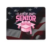 Senior Class of 2027 Graduation Tappetino per Mouse Portatile Mousepad Bordo Cucito Tappetini per Il Mouse per Computer Lavoro Ufficio 25X30Cm