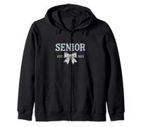 Senior EST 2025 Fiocco Blu Floreale Classe Orgoglio Felpa con Cappuccio