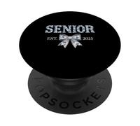 Senior Est 2025 Fiocco Blu Floreale Classe Orgoglio PopSockets PopGrip Adesivo