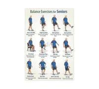 Senior Fitness Poster Balance and Mobility Exercises Chart for Fall Prevention Stability Workout Guide Canvas Print for Home Gym Decor(Framed,16X24inch(40X60cm))