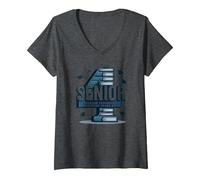 Senior: Freshman Was Four Years Ago - Regalo di Laurea Maglietta con Collo a V, Donna, Grigio Scuro, XL