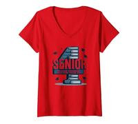 Senior: Freshman Was Four Years Ago - Regalo di Laurea Maglietta con Collo a V, Donna, Rosso, L